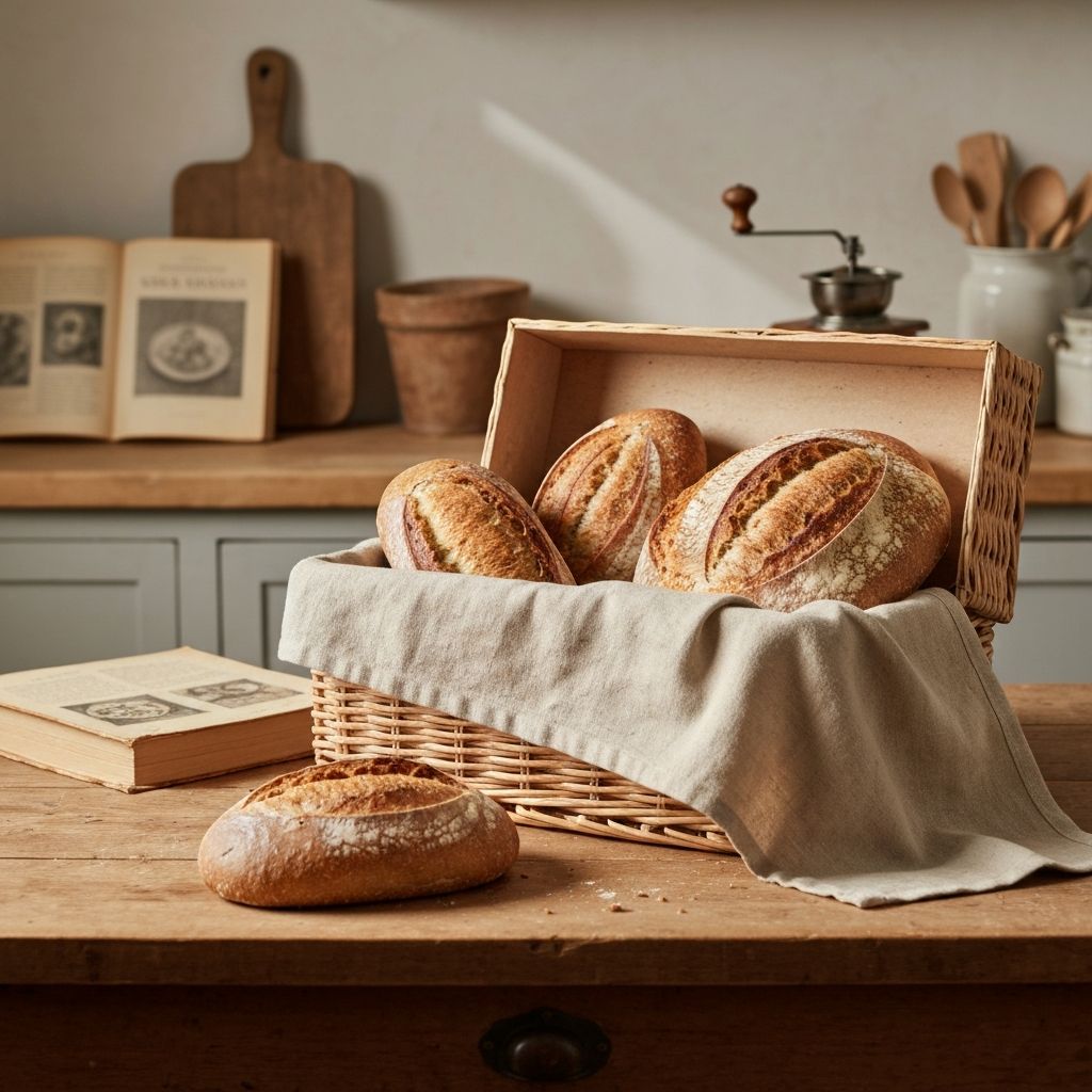 Pain artisanal conservé dans un torchon en lin