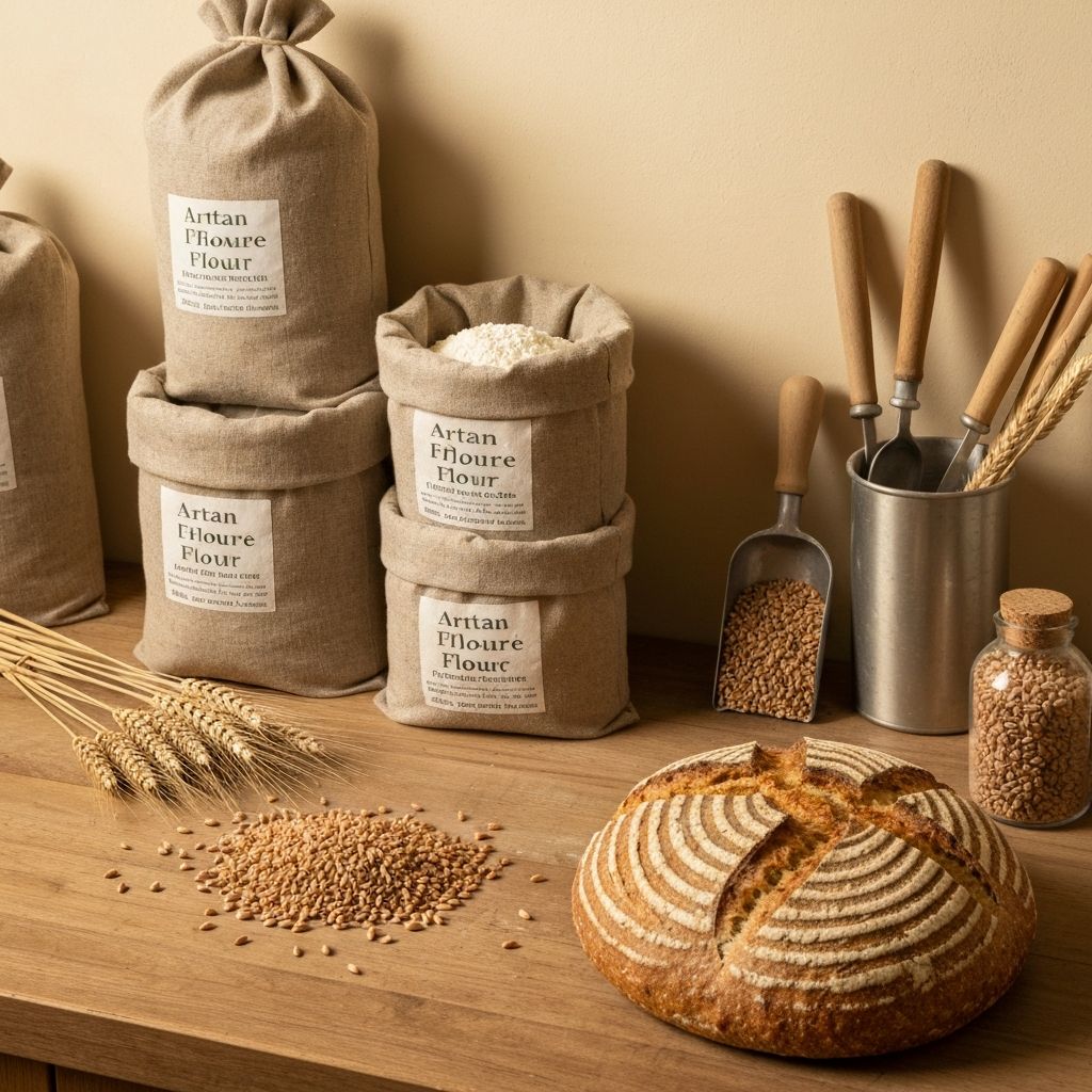 Sacs de farine locale avec grains de blé